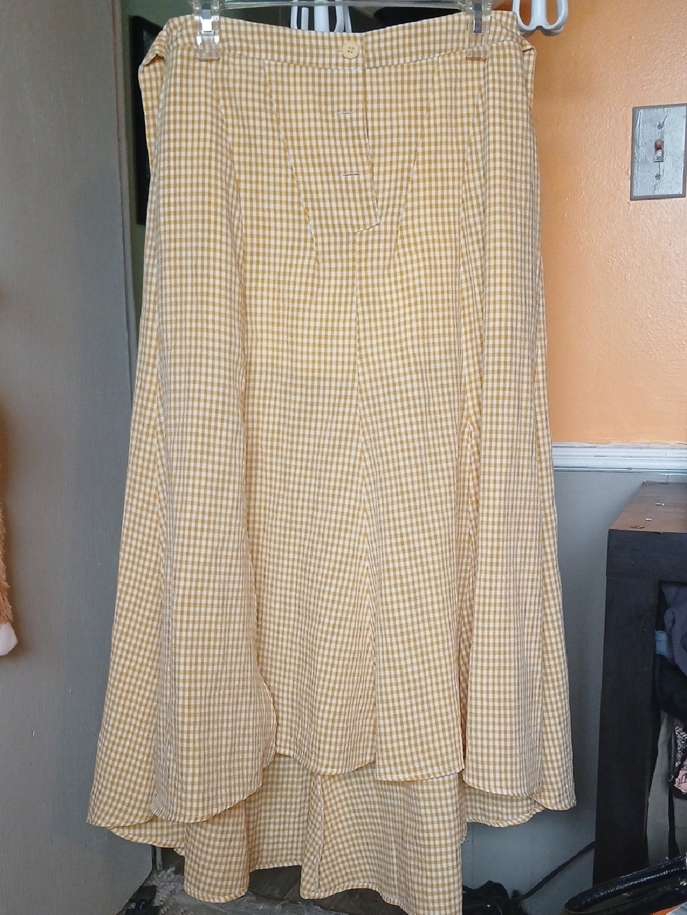 Style Rack Yellow Gingham High-Low Midi Skirt